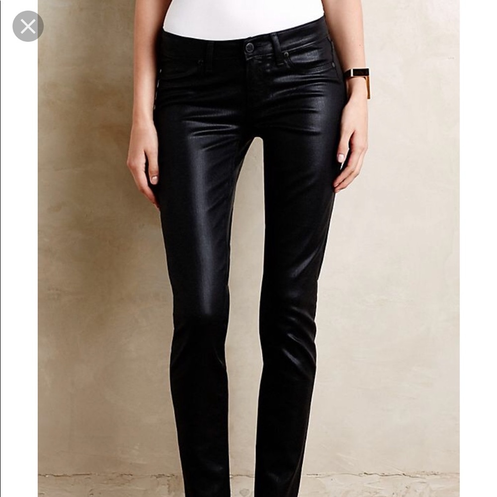 Anthropologie Paige Verdugo leather coated denim
